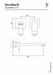 CEO iX-finish Waschtisch-Wandbatterie Farbset 240mm 2 Blenden Edelstahlfinish – Bild 2