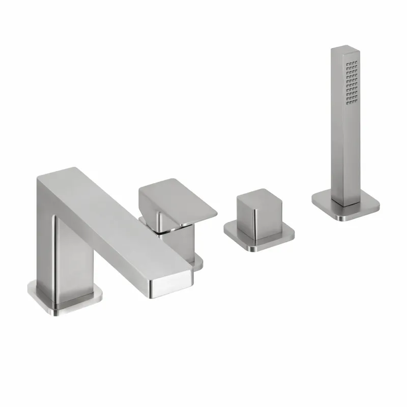 CEO iX-finish Vierloch-Wannenarmatur mit Auslauf Edelstahlfinish