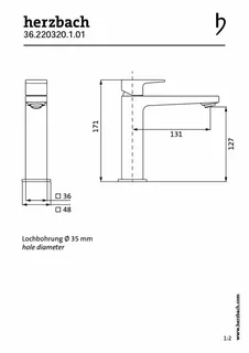 CEO Waschtisch-Einlochbatterie M-Size ohne Ablauf Chrom – Bild 2