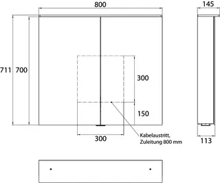 Emco Lichtspiegelschrank flat 2 06403 Aufputz, 2trg. 800 mm alu. – Bild 3