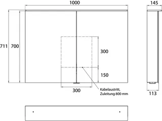 Emco Lichtspiegelschrank flat 2 06404 Aufputz, 2trg. 1000 mm alu. – Bild 3