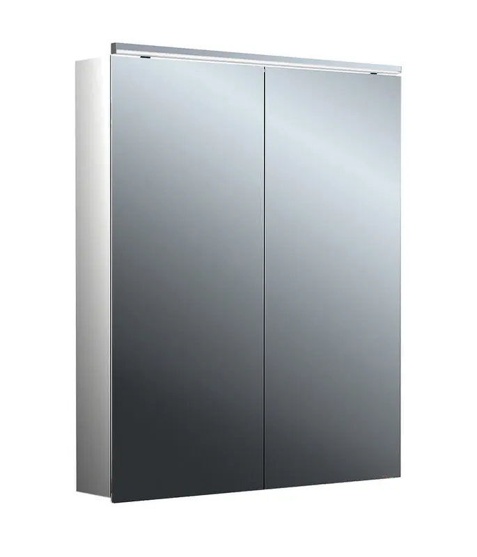 Lichtspiegelschrank, B:600mm / T:113mm trend4YOU 2.0, 2-trg,AP,LED,Unterl. Alu
