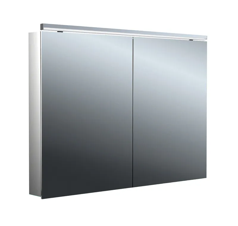Lichtspiegelschrank, B:1000mm / T:113mm trend4YOU 2.0, 2-trg,AP,LED,Unterl. Alu