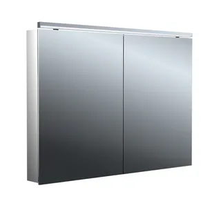 Lichtspiegelschrank, B:1000mm / T:113mm trend4YOU 2.0, 2-trg,AP,LED,Unterl. Alu