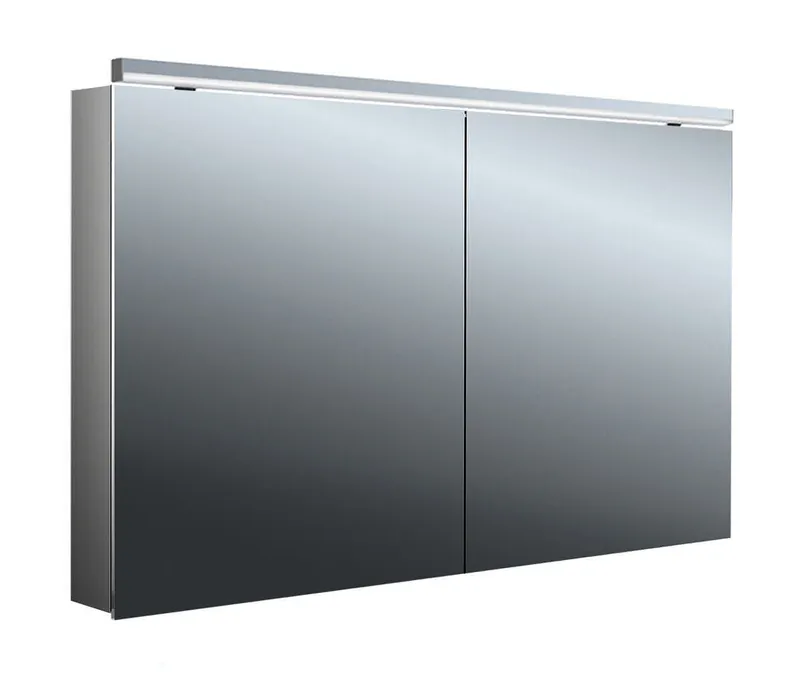 Lichtspiegelschrank, B:1200mm / T:113mm trend4YOU 2.0, 3-trg,AP,LED,Unterl. Alu