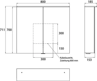 Emco Lichtspiegelschrank pure 2 05403 Aufputz, 2trg. 800 mm alu. – Bild 5