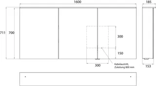 Emco Lichtspiegelschrank pure 2 05407 Aufputz, 3trg. 1600 mm alu. – Bild 3