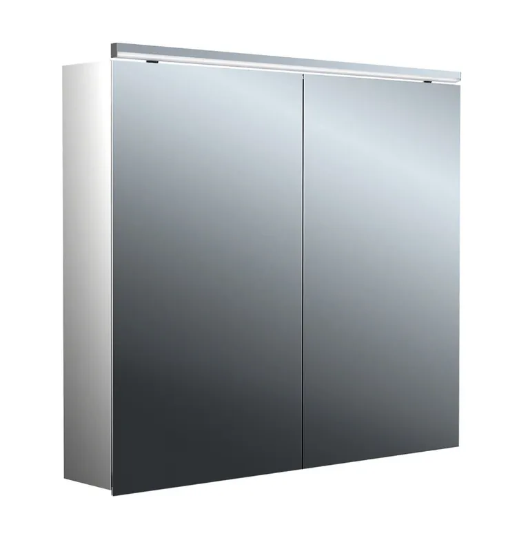 Lichtspiegelschrank, B:800mm / T:153mm trend4YOU 2.0, 2-trg,AP,LED,Unterl. Alu