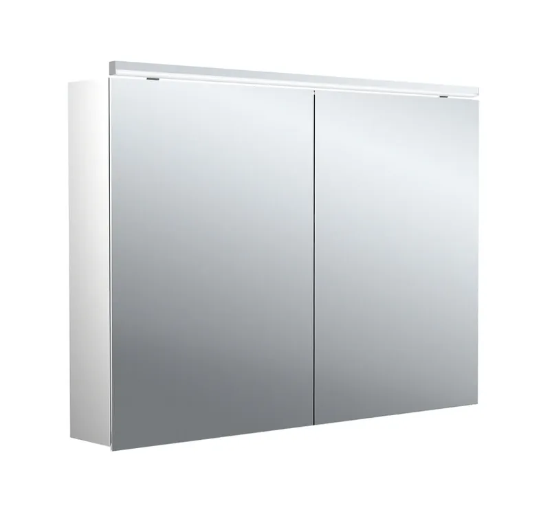 Lichtspiegelschrank, B:1000mm / T:153mm trend4YOU 2.0, 2-trg,AP,LED,Unterl. Alu