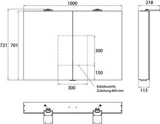 Emco Lichtspiegelschrank flat 2 06304 Aufputz, 2trg. 1000 mm alu. – Bild 4
