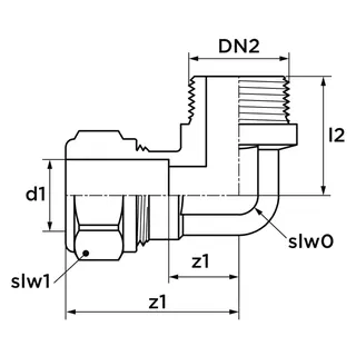 AIPS VSH Super Winkel m. AG d35xG1 1/4 zyl. (DN32) I/A 90Gr MS – Bild 2