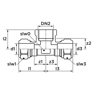 AIPS VSH Super T-Stück IG d28xRp3/4 (DN20)x28 I/I/I MS – Bild 2