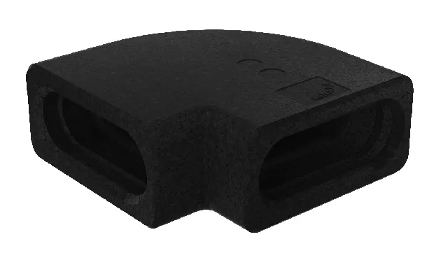 Zehnder Bogen ComfoFit Therm flat 51 horiz., 90Gr, H=80 mm, schw, m. Dicht.