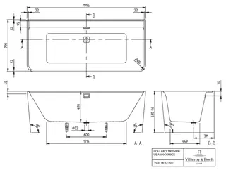 Villeroy & Boch Vorwand-Badewanne Collaro 1795x790x470mm Weiß Alpin – Bild 2
