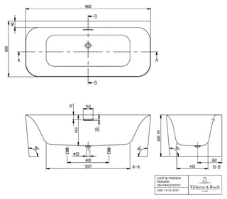 Villeroy & Boch Vorwand-Badewanne Loop&Friends LSF 1800x800x600mm SQUARE Weiß Alpin – Bild 4