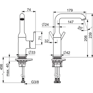 EHM Waschtisch-Batt. HANSAVANTIS Style 5455 Ausld. 147 mm chr – Bild 3