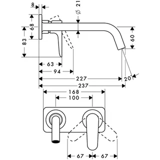 Hansgrohe Waschtischmischer UP Axor Citterio M F-Set BBC langer Auslauf mit Platte – Bild 4