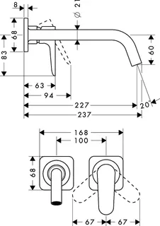 Hansgrohe Waschtischmischer UP Axor Citterio M F-Set BBC langer Auslauf ohne Platte – Bild 3