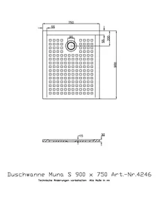Hoesch Duschwanne Muna S 900x750x30 mit Antirutsch, Material Solique, Weiß – Bild 2