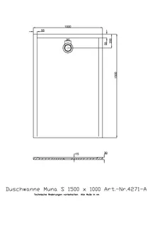 Hoesch Duschwanne Muna S 1500x1000x30 ohne Antirutsch, Material Solique, Weiß – Bild 2