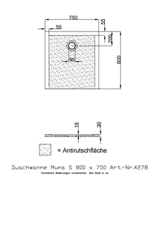 Hoesch Duschwanne Muna S 800x750x30 mit Antirutsch, Material Solique, Weiß – Bild 2