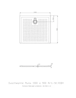Hoesch Duschwanne Muna 1000x900x30 mit Antirutsch, Material Solique, Weiß – Bild 2