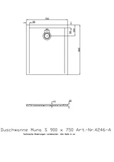 Hoesch Duschwanne Muna S 900x750x30 ohne Antirutsch, Material Solique, Weiß – Bild 2