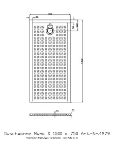 Hoesch Duschwanne Muna S 1500x750x30 mit Antirutsch, Material Solique, Weiß – Bild 2