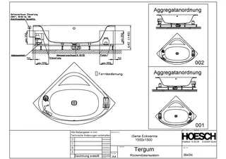 Hoesch WP iSensi Eck 1500x1500&Tergum Weiß/verchromt/Motor re. – Bild 2
