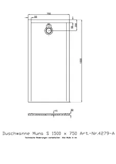 Hoesch Duschwanne Muna S 1500x750x30 ohne Antirutsch, Material Solique, Weiß – Bild 2