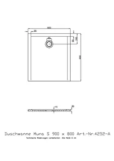 Hoesch Duschwanne Muna S 900x800x30 ohne Antirutsch, Material Solique, Weiß – Bild 2