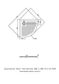 Hoesch Duschwanne Muna 1/4-Kreis 800x800x30 mit Antirutsch, Material Solique, Weiß – Bild 2