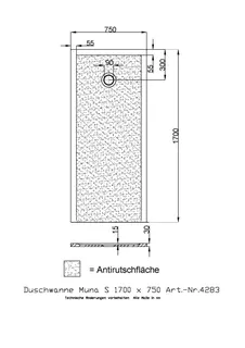 Hoesch Duschwanne Muna S 1700x750x30 mit Antirutsch, Material Solique, Weiß – Bild 2