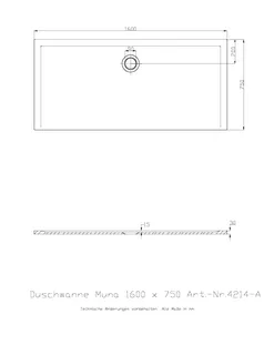 Hoesch Duschwanne Muna 1600x750x30 ohne Antirutsch, Material Solique, Weiß – Bild 3