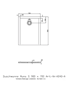 Hoesch Duschwanne Muna S 900x700x30 ohne Antirutsch, Material Solique, Weiß – Bild 2