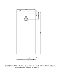 Hoesch Duschwanne Muna S 1700x750x30 ohne Antirutsch, Material Solique, Weiß – Bild 2