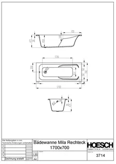 Hoesch Badewanne Mila 1700x700 weiß – Bild 2