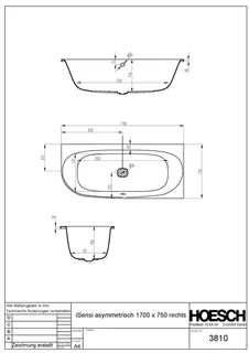 Hoesch Badewanne iSensi Eck 1700x750 rechts Weiß – Bild 3