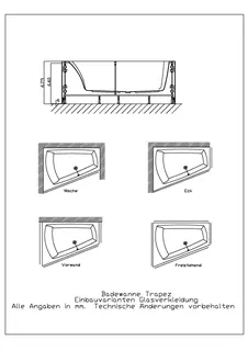 Hoesch Zubehör Glasverkleidung Weiß Ecke Badewanne Trapez 1800x1400 links – Bild 2