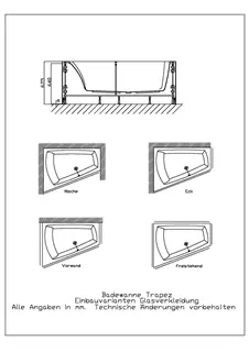 Hoesch Zubehör Glasverkleidung Weiß Ecke Badewanne Trapez 1500x1000 rechts – Bild 2