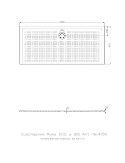 Hoesch Duschwanne Muna 1800x800x30 mit Antirutsch, Material Solique, Weiß – Bild 2