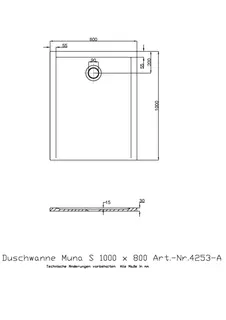 Hoesch Duschwanne Muna S 1000x800x30 ohne Antirutsch, Material Solique, Weiß – Bild 2