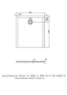 Hoesch Duschwanne Muna S 1000x900x30 ohne Antirutsch, Material Solique, Weiß – Bild 2