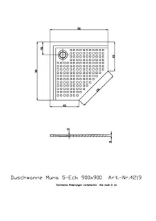 Hoesch Duschwanne Muna Fünfeck 900x900x30 mit Antirutsch, Material Solique, Weiß – Bild 2