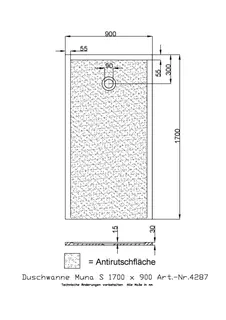 Hoesch Duschwanne Muna S 1700x900x30 mit Antirutsch, Material Solique, Weiß – Bild 2