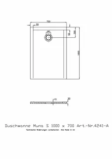 Hoesch Duschwanne Muna S 1000x700x30 ohne Antirutsch, Material Solique, Weiß – Bild 2