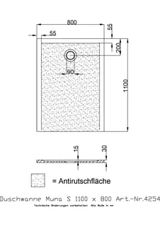 Hoesch Duschwanne Muna S 1100x800x30 mit Antirutsch, Material Solique, Weiß – Bild 2