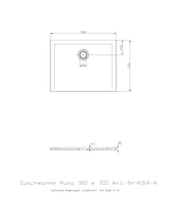 Hoesch Duschwanne Muna 900x700x30 ohne Antirutsch, Material Solique, Weiß – Bild 2