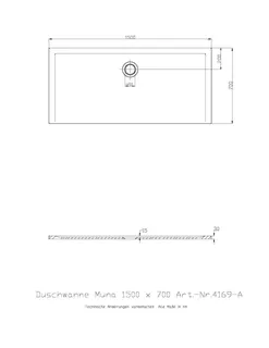 Hoesch Duschwanne Muna 1500x700x30 ohne Antirutsch, Material Solique, Weiß – Bild 3