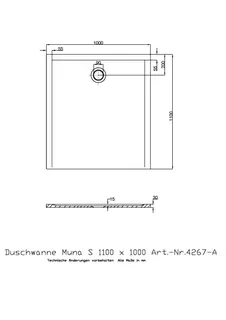 Hoesch Duschwanne Muna S 1100x1000x30 mit Antirutsch, Material Solique, Weiß – Bild 2